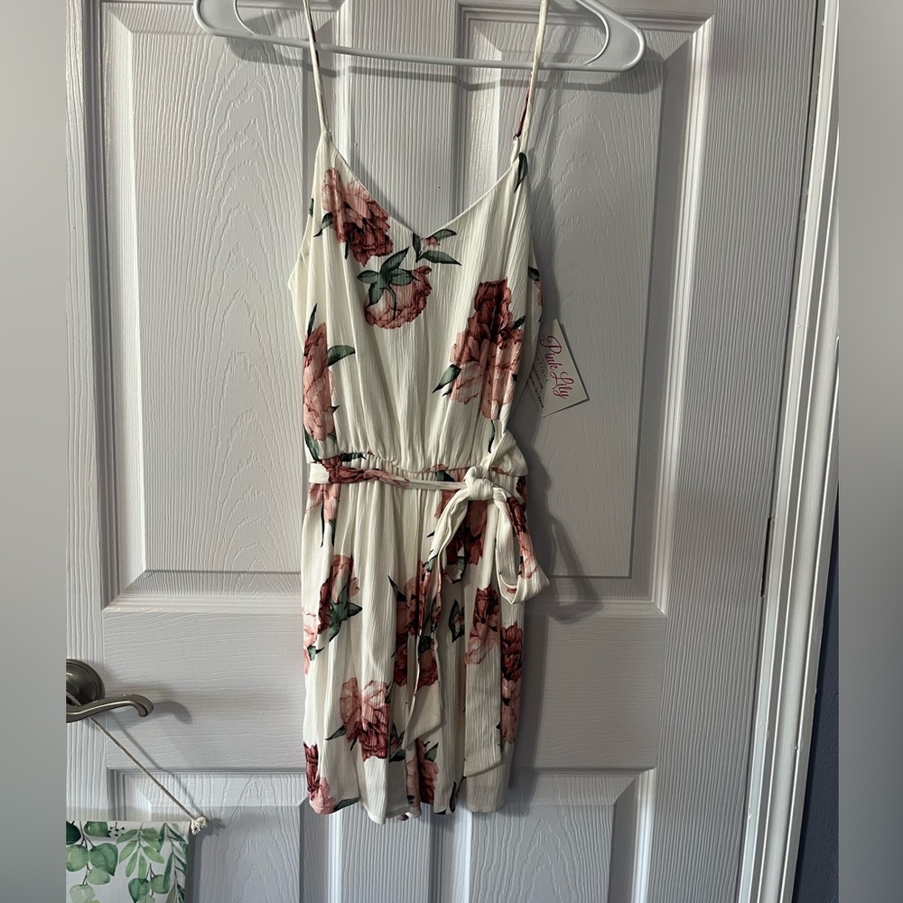 Pink & white floral romper.  Brand new, with tags.